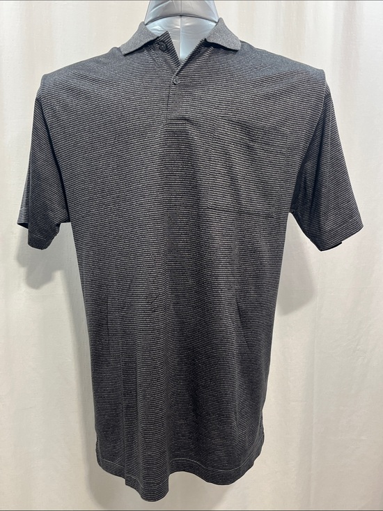 leo chevalier Other - Men's medium Charcoal Micro-Stripe Polo golf, tennis activewear cotton 1377